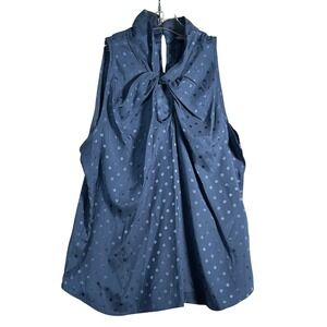 Status by Chenault Sleeveless Mock Neck Polka Dot Bow Blouse Women's Size S‎